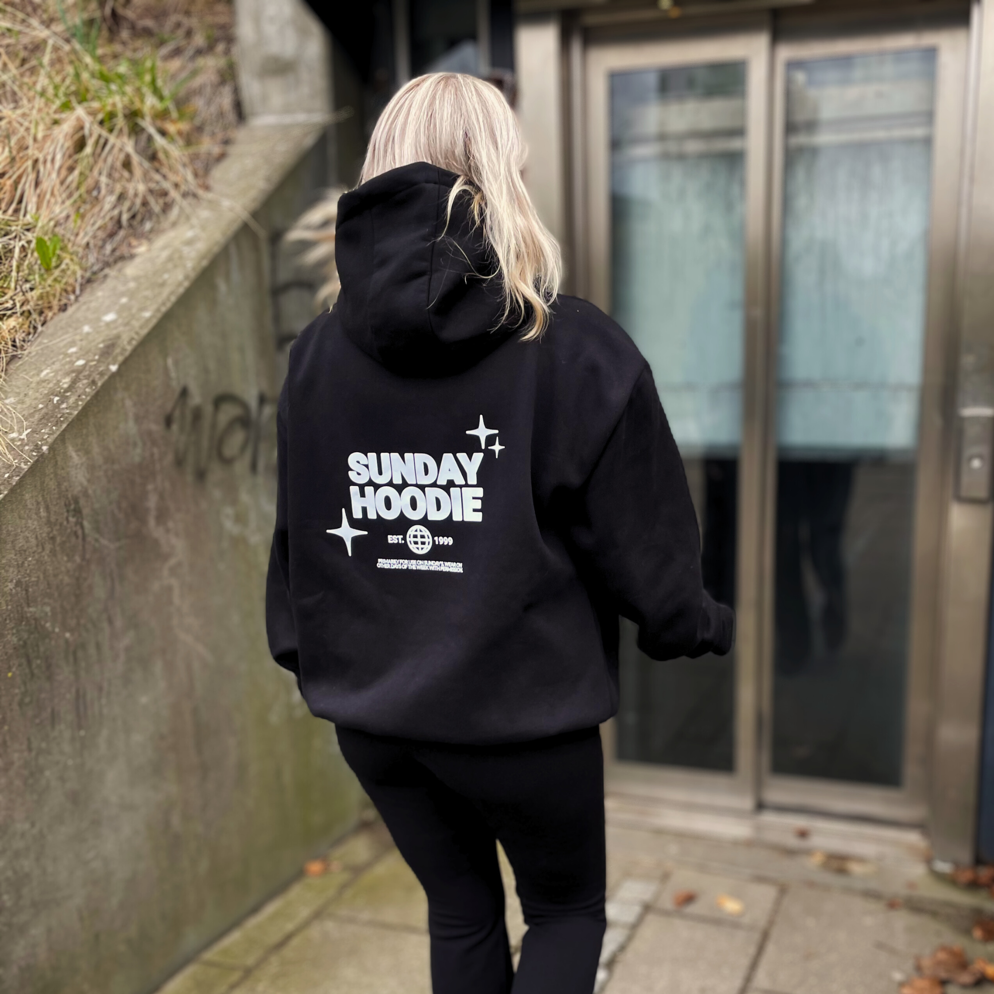Sunday Box Fit Hoodie - Black